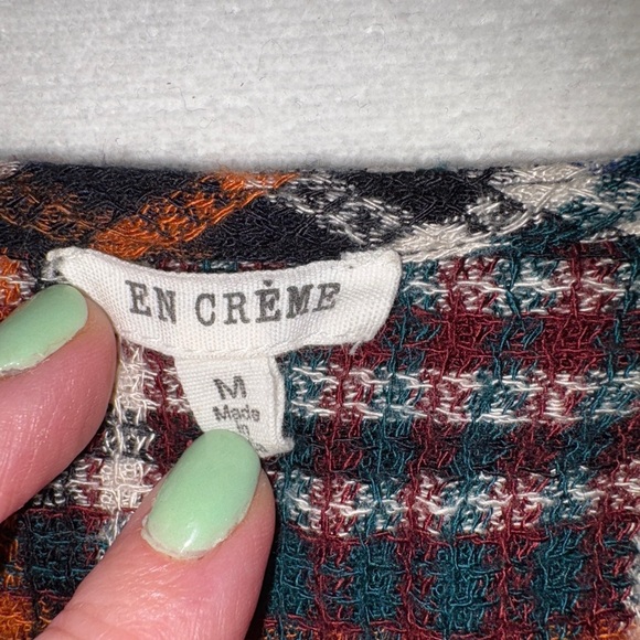 Plaid V-Neck Women's Top Medium - Picture 2 of 9